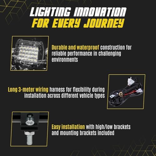 LED Light Bar Kit for Truck, 2 Pcs 20 Inch Slim Light Bars, 4 Pcs 4 Inch LED Pods, 2 Wiring Harness, 12V 24V Off-Road Driving Work Fog Lights for SUV ATV Tractor Pickup Golf Cart - Image 4