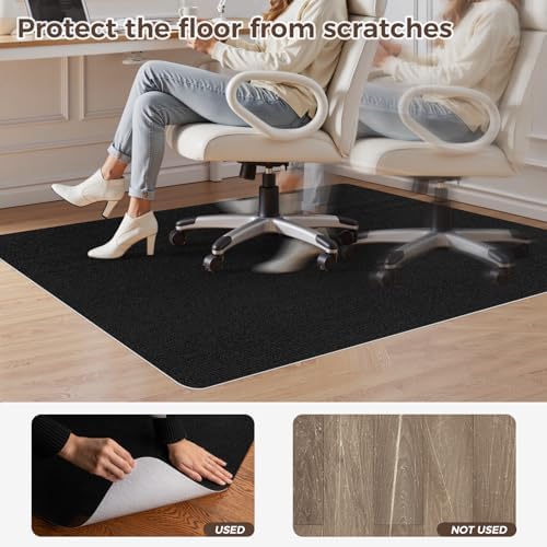 Office Chair Mat for Hardwood Floor 48x60 Inch, Non-Slip Rolling Chair Mat, Flat Lay Floor Protector for Wood Tile Laminate, Anti-Slip Sound Absorbing(Black) - Image 4