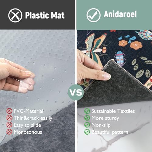 Anidaroel 48"x60" Office Chair Mat for Hardwood Floor/Tile, Black Anti-Slip Computer Chair Mat, Insect Print Office Rugs for Rolling Chairs, Low Pile Desk Floor Mat for Hardwood Floors - Image 3