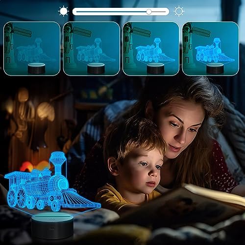 Attivolife Train 3D Gifts Lamp, Illusion Hologram Night Light with Timer Remote Control 16 Colors Changing, Kids Bedroom Decor Novelty Birthday Present for Train Model Collector Girl Boy Men - Image 2