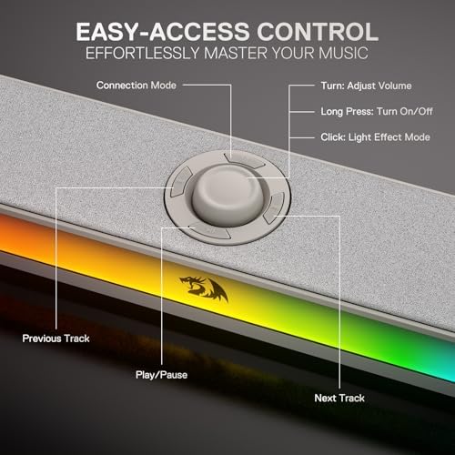 Redragon GS515 RGB Desktop Soundbar, 2.0 Stereo Enhanced Sound, BT 5.3 - Image 5