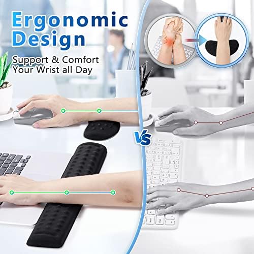 Gimars Upgraded Keyboard Wrist Rest with Massage Dot, Ergonomic Wrist Pad for Pressure Release & Wrist Massage, Soft Memory Foam Wrist Support for Pain Relif, Full Size for Computer,Home,Office,Gaming - Image 3