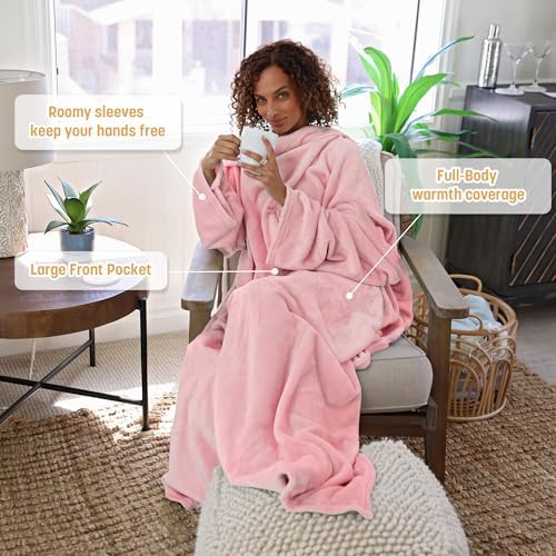 Catalonia Wearable Blanket with Sleeves for Women & Men, Fleece Wrap Throw - Image 3
