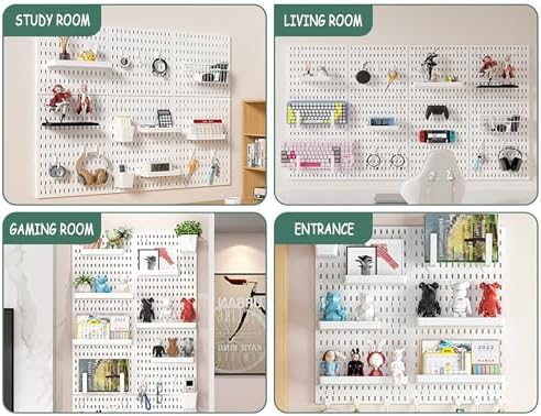12 * 12in Pegboard Set, DIY Pegboard Combo Kit, Wall-Mounted Storage Organizer, Includes 6 pegboards and 22 Accessories, Suitable for Office, Gaming Room, Kitchen, and Decorative Display (White) - Image 4
