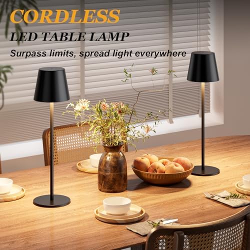 Kakanuo Black Cordless Table Lamp Rechargeable, 4 Pack Set Battery Operated - Image 6