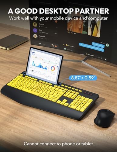 SABLUTE Wireless Keyboard and Mouse Combo with Large Print, Ergo Wrist Rest - Image 4