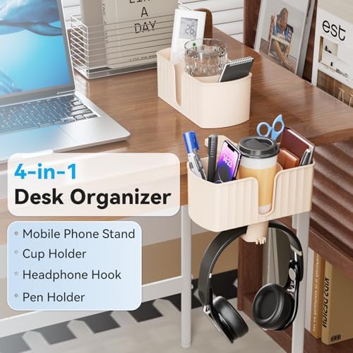 4 in 1 Desk Cup Holder with Storage Tray and Headphone Hanger - Image 2