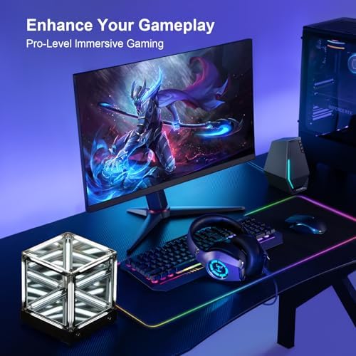 Infinity Cube Light, Infinity Mirror Cube 4D Acrylic LED Abyss Effect Touch Switch Dimmable Rechargeable Mood Night Light for Gaming Desk Office Bedroom Futuristic Decor (White) - Image 3