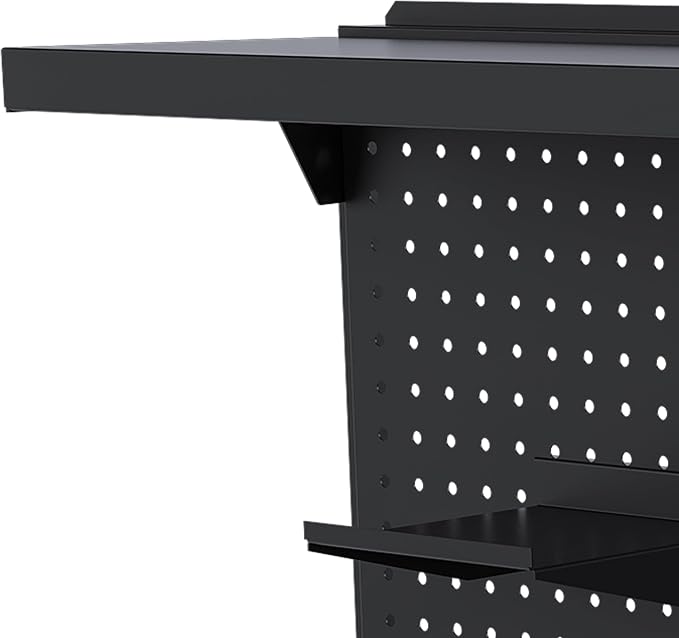 Clamp On Desk Pegboard with Single Monitor Stand, 43x35 Inch Steel Peg Board Organizer with Hooks Movable Panel for Gaming Office, Black - Image 5
