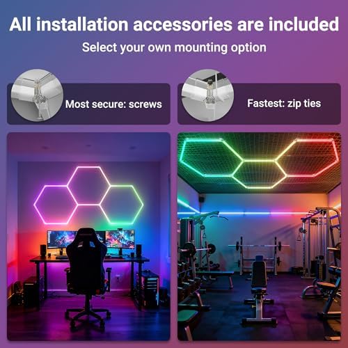 RGB Hexagon Lights with Music Sync Mode 358+ Color Changing LED Lights - Image 7