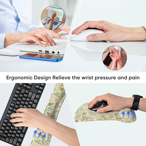 RICHEN Mouse Pad and Keyboard Wrist Rest, 3-in-1 Computer Mousepad and Coaster Set, Non-Slip Keyboard Wrist Rest and Mouse Pad Set Ergonomic Design (FKMWR-53) - Image 6