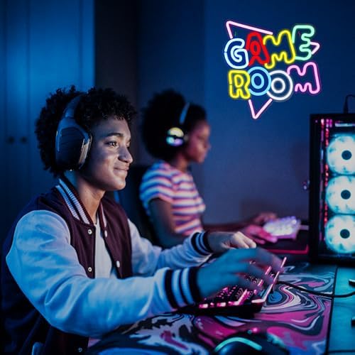 Game Room Large Neon Signs 13.2"x14" Colorful LED,USB Neon Lights for Game Zone Party Decor Bedroom Gaming Wall Lightup Signs Teen Boy Bedroom Home Gamer Party Decorations Gifts - Image 3