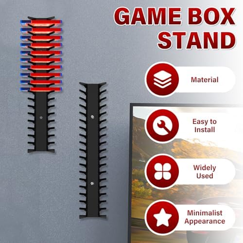 6 Pack Video Game Storage Wall Mount Game Case Holder, Heavy Duty Metal Wall-Mounted Media Storage Shelves for PS, Xbox, DVD, Switch Game Organizer, Holds up to 108 Disc Boxes - Image 3