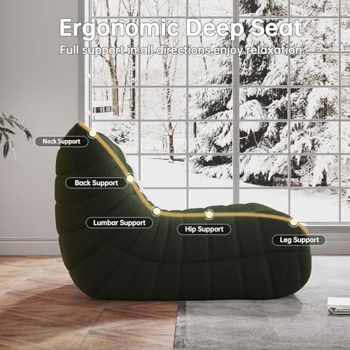 WHGBJA Giant Bean Bag Chair for Adults, Comfy Beanbag with Memory Foam | Floor Sofa Chair for Gaming, Reading, Bedroom, Living Room, Boneless, Ergonomic - Image 5