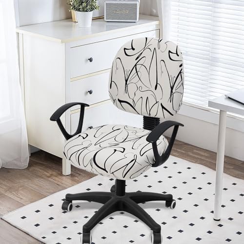 Smiry Stretch Printed Office Computer Desk Chair Covers for Seat & Backrest | Stretch Fit, Soft Fabric Universal Washable Removable, Anti-Dust Rotating Chair Slipcovers Protector - Image 2