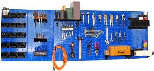 Wall Control Pegboard Organizer 8 ft Pegboard Master Workbench Kit with Blue Toolboard and Black Pegboard Hooks by Wall+Control