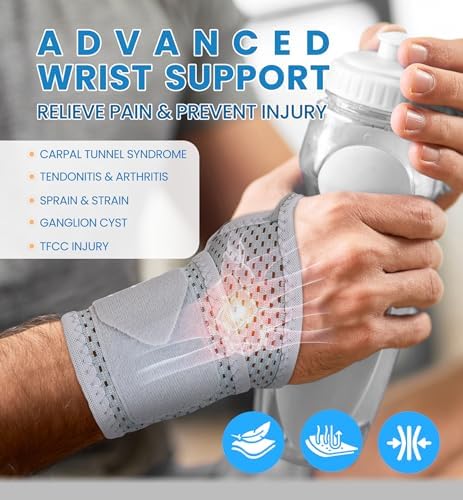 2-Pack Ultra-Thin Wrist Braces, Breathable Comfort Mesh Fabric Support for Pain Relief - Ideal for Carpal Tunnel, Tendonitis, Sports, Fitness and Daily Use - Adjustable Wrist Support (Gray) - Image 2