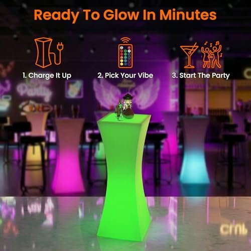 CECER 18" LED Cocktail Table with 16 RGB Multi-Colored Lights for Bar/Party - Image 4