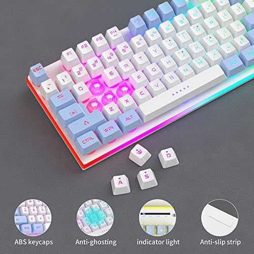 MageGee GT838 Gaming Keyboard and Mouse Combo, 104 Keys RGB Backlit Quiet Wired Keyboards for Laptop PC MAC, with Number Pad, Metal Panel, Anti-Ghosting, White Blue - Image 4