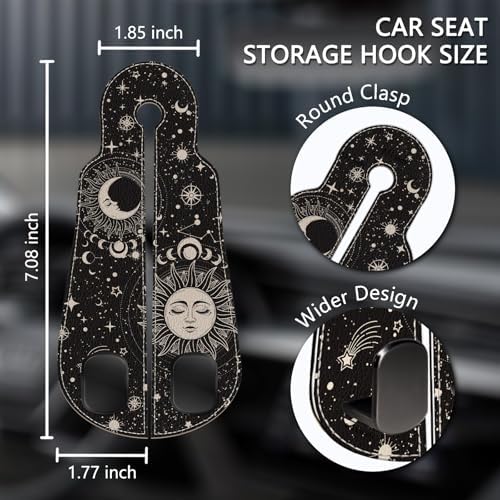 Blusabaca 2PCS Car Seat Headrest Hooks, Purses Bags Holder, Sun and Moon - Image 5
