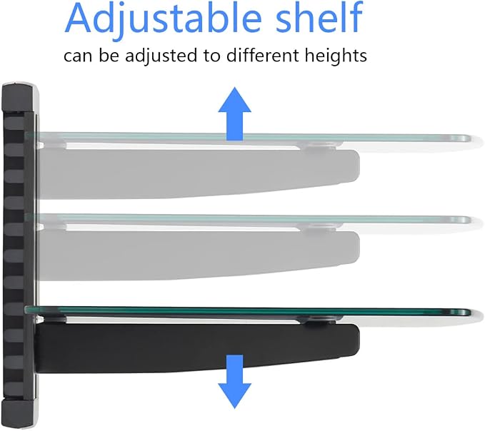 suptek Single Floating Shelf Wall Bracket with Strengthened Tempered Glass for DVD Players/Cable Boxes/Games Consoles/TV Accessories 1 Shelf, Black, CS201 - Image 4