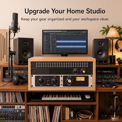AceOrbit 4U Wooden Studio Rack for Pro Audio Gear 4u Audio Rack Case in Oak Finish Compact Efficient Desktop Storage Protect Equipment Studio Control Home Room Use (Wood) - Image 5