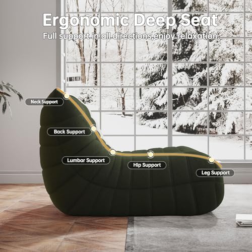 WHGBJA Loveseat Bean Bag Chair for Adults, Comfy Beanbag with Memory Foam | Floor Sofa Chair for Gaming, Reading, Bedroom, Living Room, Boneless, Ergonomic - Image 5