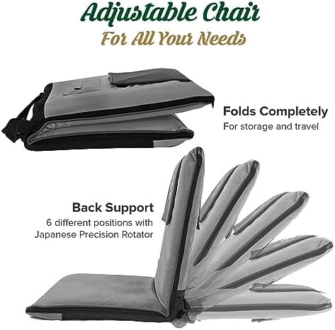 Adjustable Japanese Floor Chair for Adults - Meditation Chair with Back Support for Seating, Yoga & Gaming | Foldable Backjack Floor Chair with 6 Recline Positions, Thick Padding & Vegan - Image 6