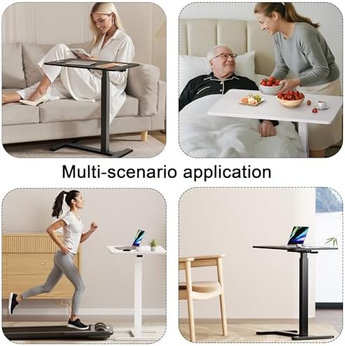 Overbed Bedside Table with Hidden Casters,Adjustable Hospital & Home Use Bed Table, Rolling Laptop Table, Mobile Standing Desk,Black - Image 6