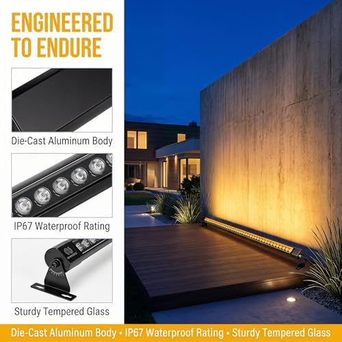 2 Pack 36W LED Wall Washer Light 2FT 2700K Waterproof IP67 Plug-in - Image 5