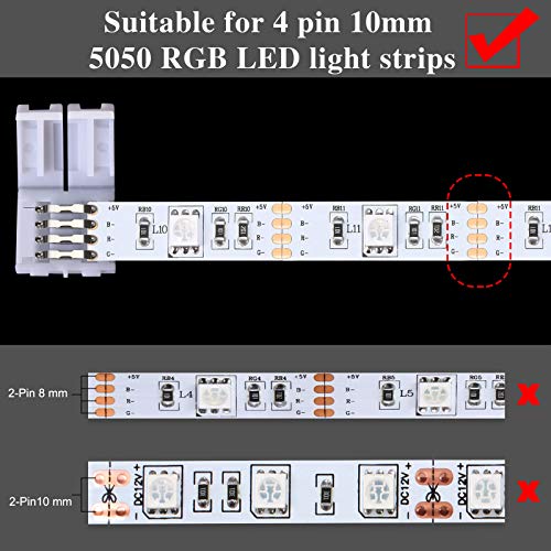 Honoson 4 Pin RGB LED Strip Connector Kit for 5050 LED Light Strips - Image 3