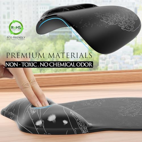 MROCO Ergonomic Mouse Pad with Gel Wrist Rest, 9.4 x 8.1 in, Kanagawa Wave - Image 5