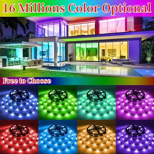 QZYL LED Lights for Bedroom, 25FT RGB LED Strip Lights with 44 Keys IR Remote, Smart LED Light Strip with Adhesive Backing Adjustable Brightness App Control for Bedroom Party Decoration - Image 3