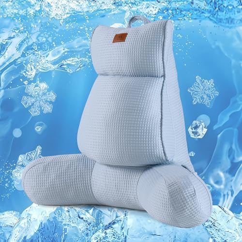 Adjustable Firmness Waffle Support Cooling Reading Pillow, Sky Blue, 29" by Am%C3%A9lieHome