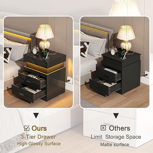 ChooChoo LED Nightstand with Charging Station and Sliding Storage - Image 5
