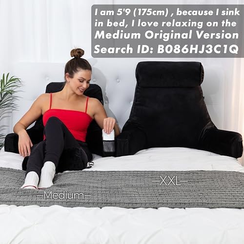 Husband Pillow XXL The Original for Adults - 30" Tall Backrest for Sitting Up in Bed - Firm Support Reading & Bed Rest Pillows for Adults, Neck Roll, Removable Cover - TV - Black - Image 6