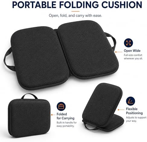 Sojoy 3 in 1 Foldable Gel Seat Cushion Featured with Memory Foam Breathable Seat Cushion for Pressure Relief (Size: 18.5“ x 15" x 2"，Black Mesh) - Image 6