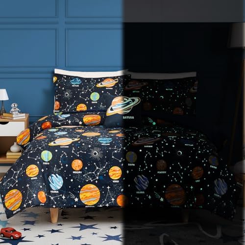 Boys Full Size Bedding Set -4 Pieces Space Bedding Full Size Comforter Sets by KaleidoSpaceHomeCollection