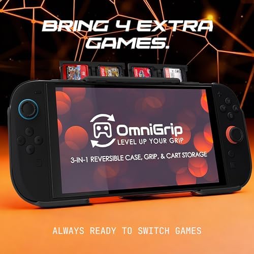OmniGrip 3-in-1 Nintendo Switch 2 Grip Case & Reversible Switch Cover, Ergonomic Handheld Grip – 4-Game Card Storage, Secure Joy-Con Lock, Low-Profile Shell, Scratch & Dust Console Protection – Black - Image 4
