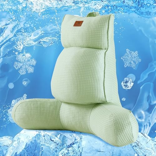 Adjustable Firmness Waffle Support Cooling Reading Pillow, Sage Green, 25" by Am%C3%A9lieHome