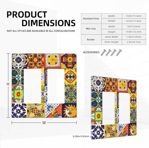 Decorative Outlet Covers Vintage Traditional Colorful Mexican Talavera Tiles Style 2 Gang Light Switch Cover Plate Double Rocker Wall Plate Gfci Switch Plate Covers Plug Faceplate for Bedroom - Image 5