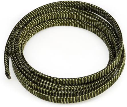 Braided Cable Sleeve, 16.4ft Expandable Mesh Cable Management Sleeve, Wear-Resistant Cord Protectors from Pets No Chew Flexible Wire Sleeving for Audio Video (Black and Gold, 1/2") by ConveniencetoYourLife