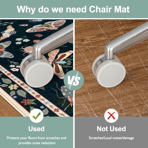 Anidaroel 48"x60" Office Chair Mat for Hardwood Floor/Tile, Black Anti-Slip Computer Chair Mat, Insect Print Office Rugs for Rolling Chairs, Low Pile Desk Floor Mat for Hardwood Floors - Image 2