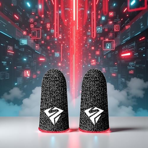 1 Pair for Pubg Mobile Games Gaming Finger Sleeve Breathable Fingertips Sweatproof Fingertip for Mobile Cove Slip Finger Gloves, Cell Phone Gaming Finger Sleeves,Gaming Accessories (Red) - Image 5