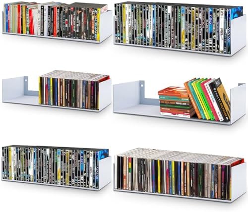 U Shape Floating Shelves Wall Mount Metal Bookshelf CD DVD Storage Display Shelves, White Set of 6 by Patioer