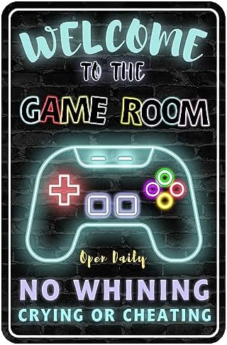 Gaming Room Metal Sign Gamer Wall Decor For Boys Game Room Bedroom Gamers by Sadytui