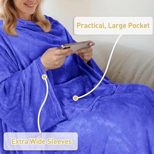 Catalonia Wearable Blanket with Sleeves for Women & Men, Fleece Wrap Throw - Image 5