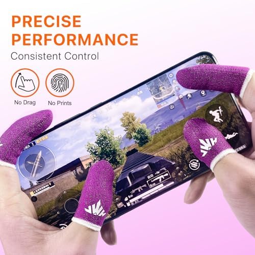 JWH 16 PCS Mobile Gaming Finger Sleeves for Dedales Gamer Profesionales Silver Fiber Thumb Sleeves with Pubg Controller Anti Slip Sweat Proof Finger Gloves with High Sensitivity Touchscreen for FPS - Image 2