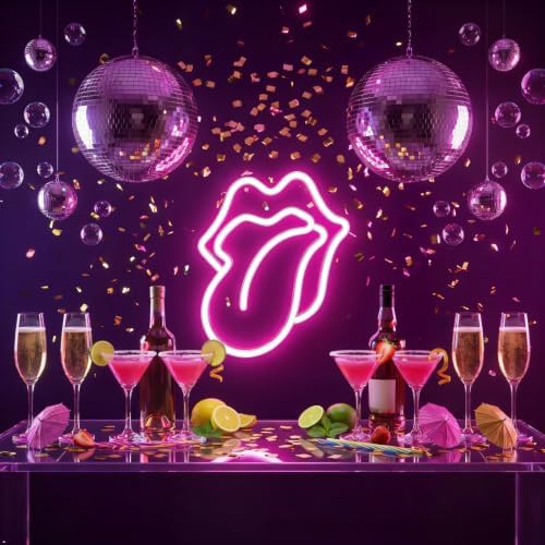 Lips Neon Sign LED Pink Lips Big Tongue Shaped Neon Signs for Wall Decor USB Neon Light Signs for Bedroom Bar Pub Hotel Christmas Wedding Party - Image 2