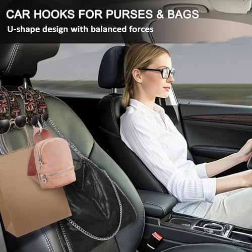 Blusabaca 2PCS Car Seat Headrest Hooks, Purses Bags Holder, Cute Mushroom - Image 2